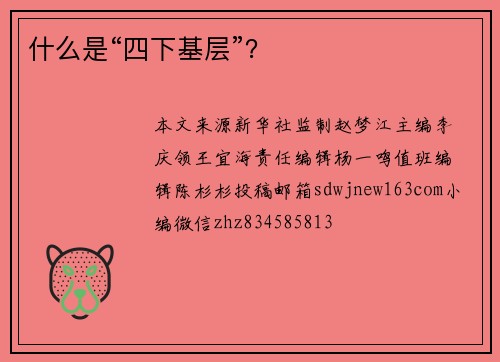 什么是“四下基层”？