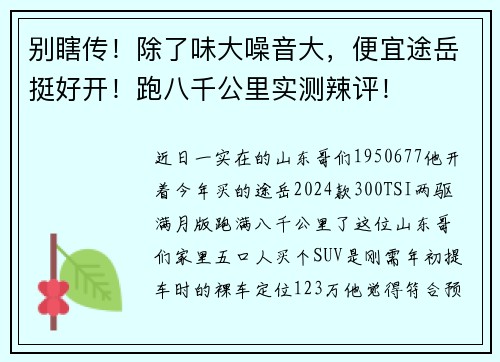 别瞎传！除了味大噪音大，便宜途岳挺好开！跑八千公里实测辣评！