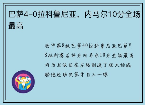 巴萨4-0拉科鲁尼亚，内马尔10分全场最高